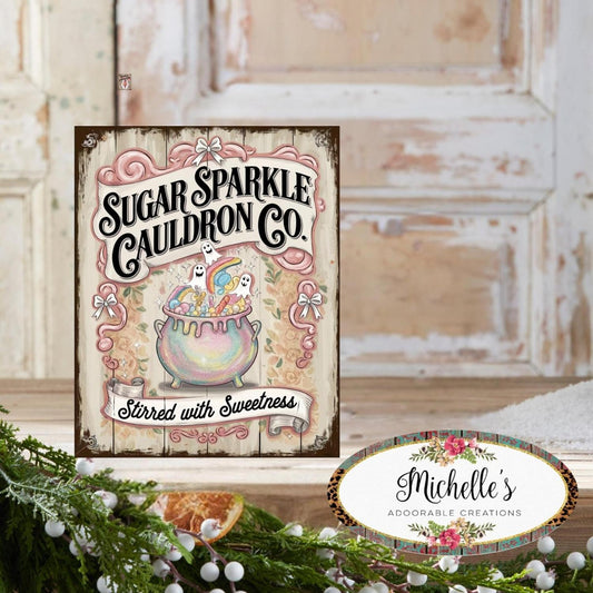Sugar Sparkle Cauldron Co Halloween Sign