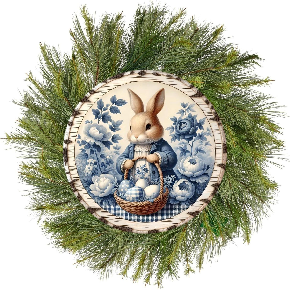 Vintage Bunny Blue Chinoiserie Sign