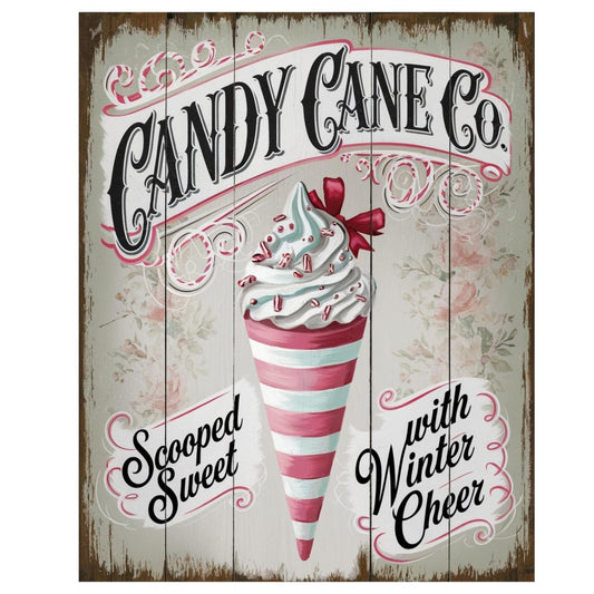 Vintage Candy Cane Co Christmas Sign