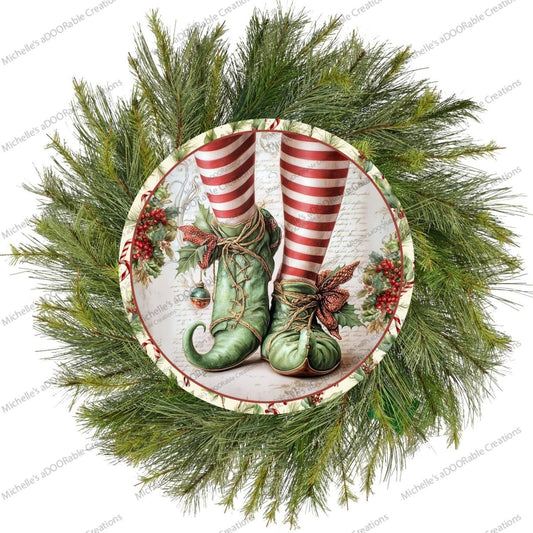Vintage Elf Legs Round Metal Sign
