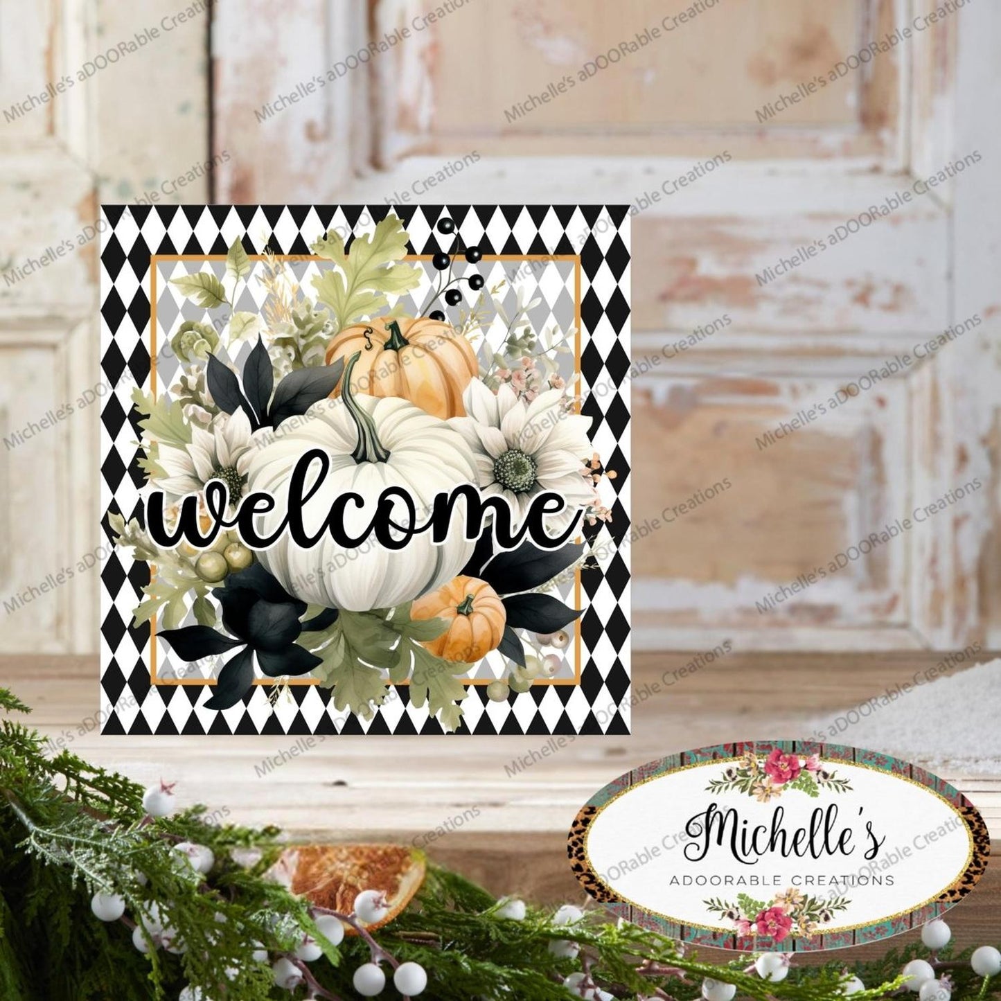 Welcome Fall Foliage Harlequin Sign