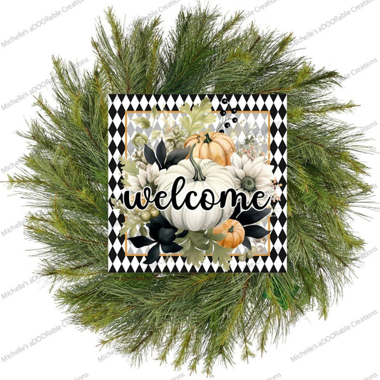 Welcome Fall Foliage Harlequin Sign