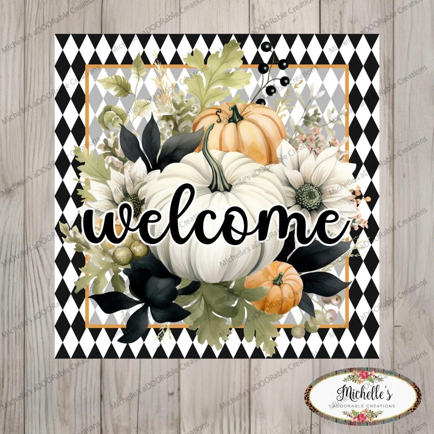 Welcome Fall Foliage Harlequin Sign