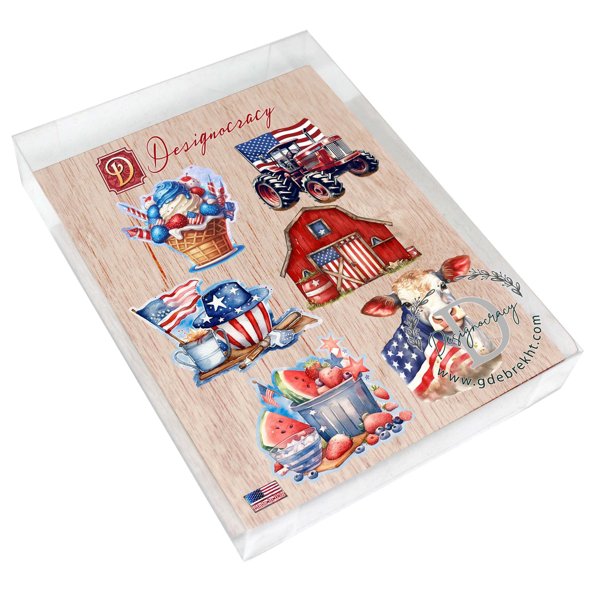 American Farmhouse Decorative Eco Wood Magnets Set of 6 by G. Debrekht - Patriotic Decor - 8090001G-S6
