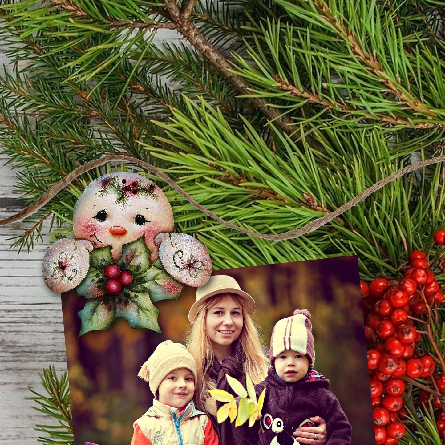 Giggles and Gifts Clip-On Eco Wood Decorative Ornaments Set of 6 by Jamie Mills-Price - Christmas Decor - 8090048C-MP-S6