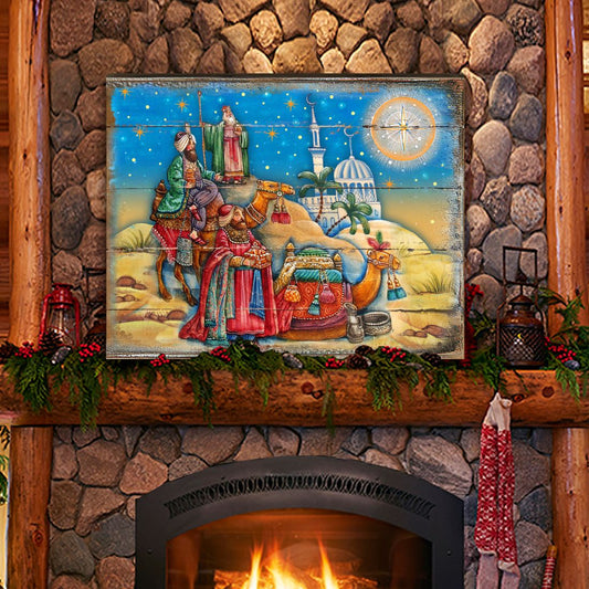 Three Kings Nativity Wooden Wall Art by G. DeBrekht - Nativity Holiday Decor - 8173853B