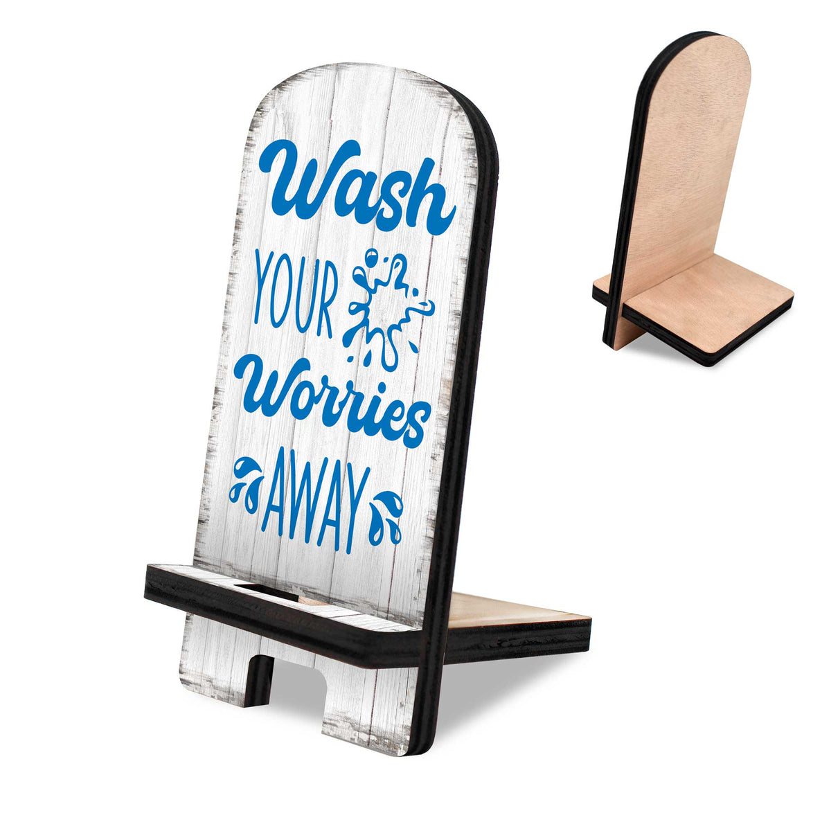 Worries Away Cell Phone Stand Family Decor Wood Mobile Tablet Holder Charging Station Organizer - 892065