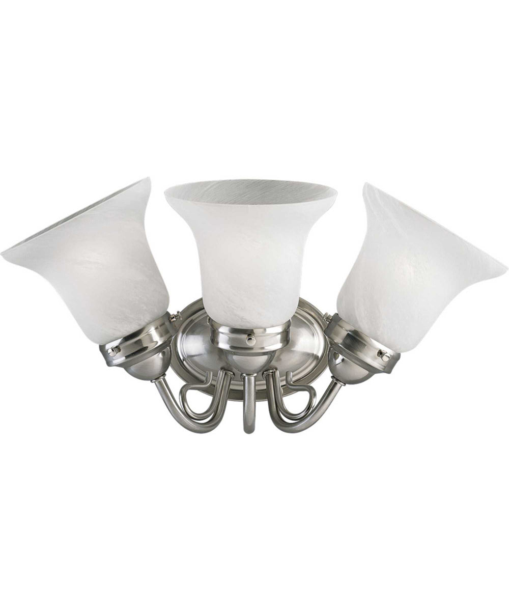 OPEN BOX Bedford 3-Light Etched Alabaster Glass Traditional Bath Vanity Light Brushed Nickel
