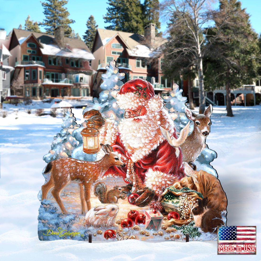 Abundance of Joy Christmas Outdoor Scene by D Gelsinger featuring Santa and Snowman - Christmas Decor 8461044F-0104