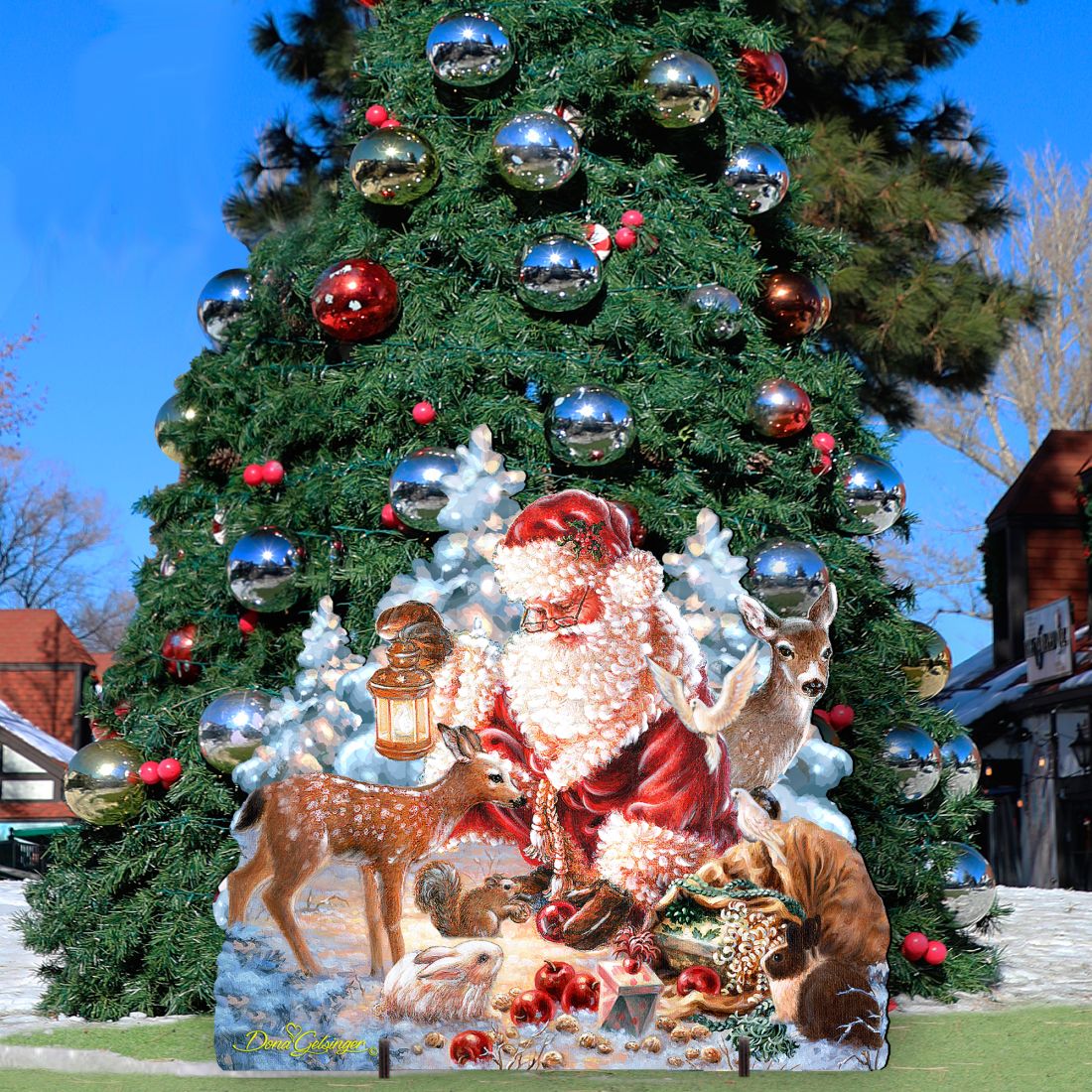 Abundance of Joy Christmas Outdoor Scene by D Gelsinger featuring Santa and Snowman - Christmas Decor 8461044F-0104