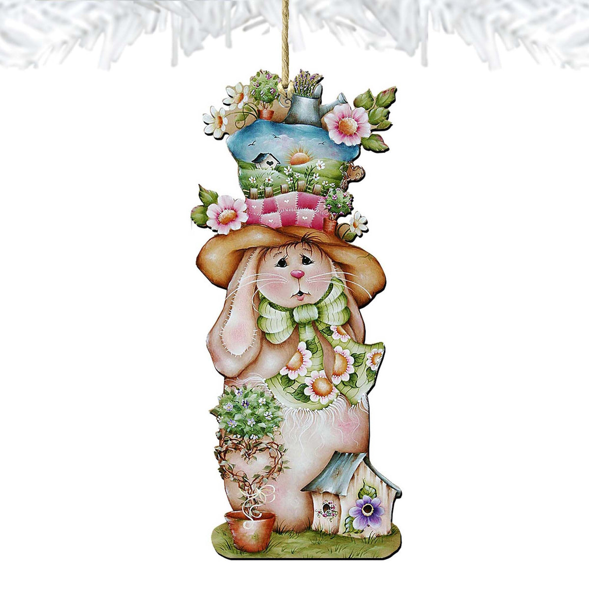 Hailey Hare Wooden Ornaments Easter by Jamie Mills-Price - Easter Spring Decor - 8457603