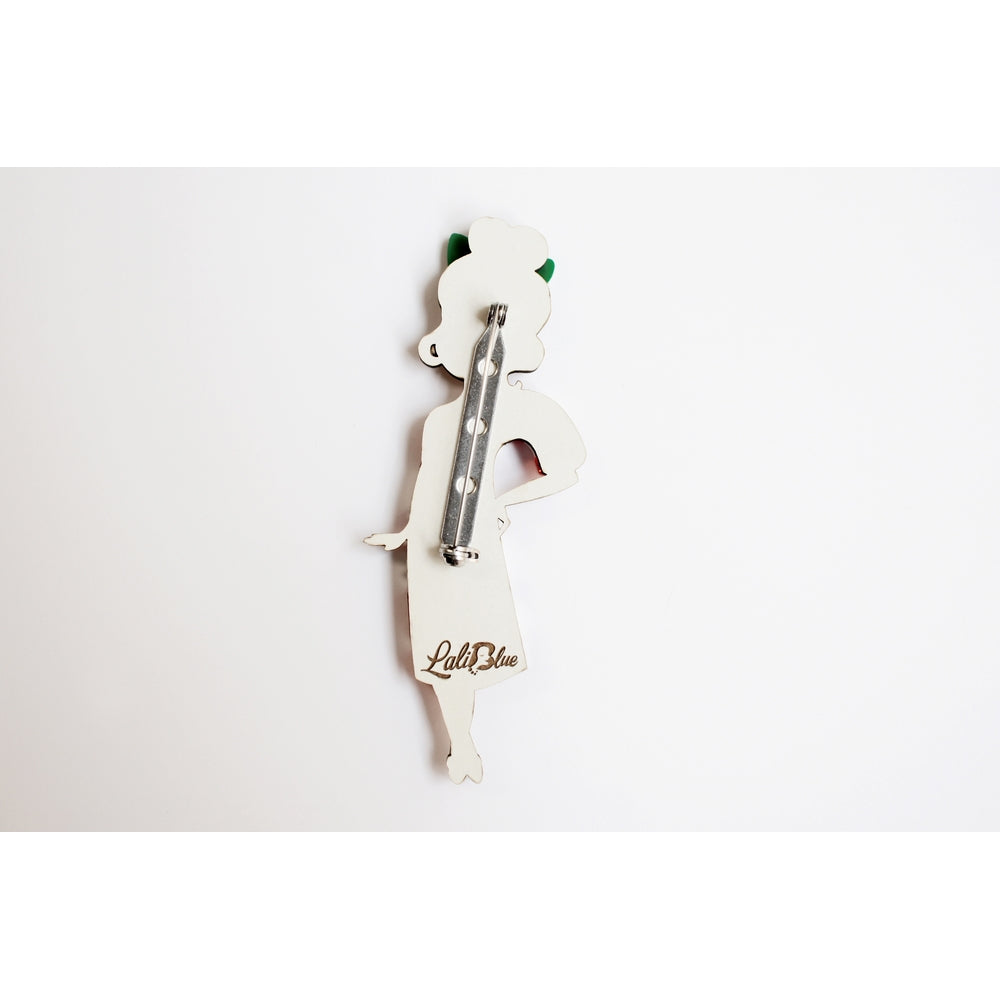 Candy Cane Girl Brooch by Laliblue – Retro Kitschy Statement Brooch for Collectors