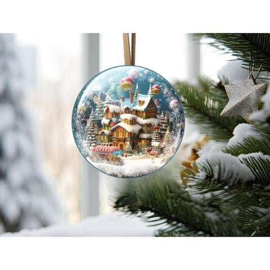Candy Gingerbread Town Snow Globe - Wreath Enhancement