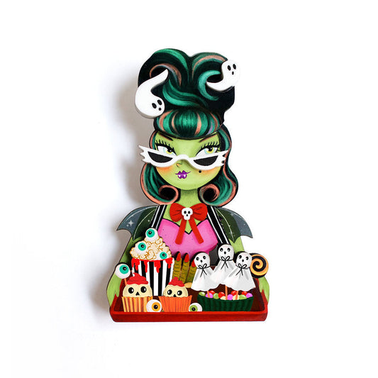 Candy Seller Brooch by Laliblue – Retro Kitschy Statement Brooch for Collectors