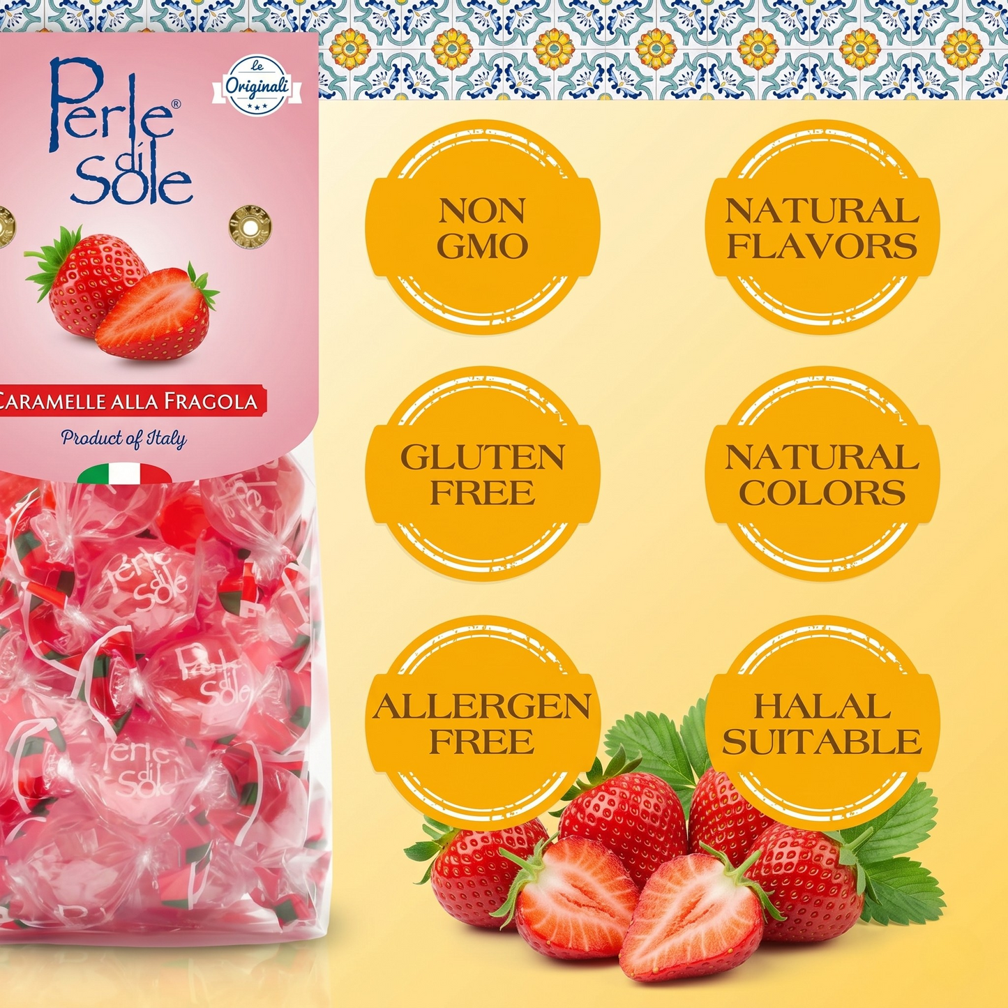 Perle di Sole Italian Strawberry Hard Candy (New)