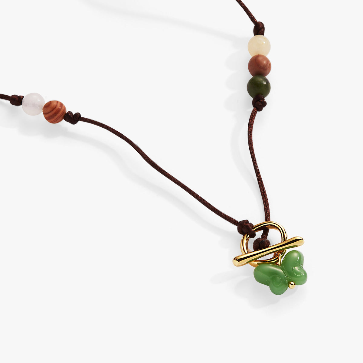 Carved Butterfly Healing Stone Toggle Necklace