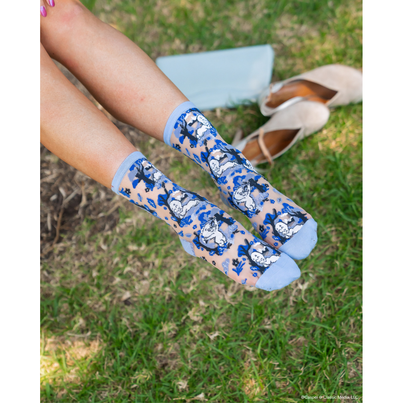 Casper and Trees Sheer Crew Socks
