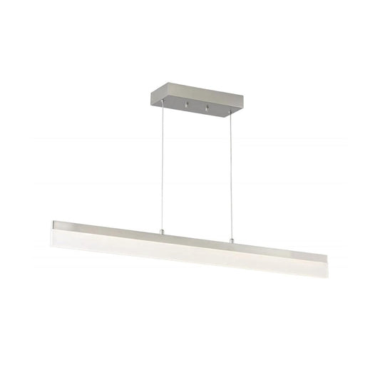 36"W 1-Light Linear Bar Ribbon LED Kitchen Island Light Fixture Brushed Nickel Finish Acrylic Shade