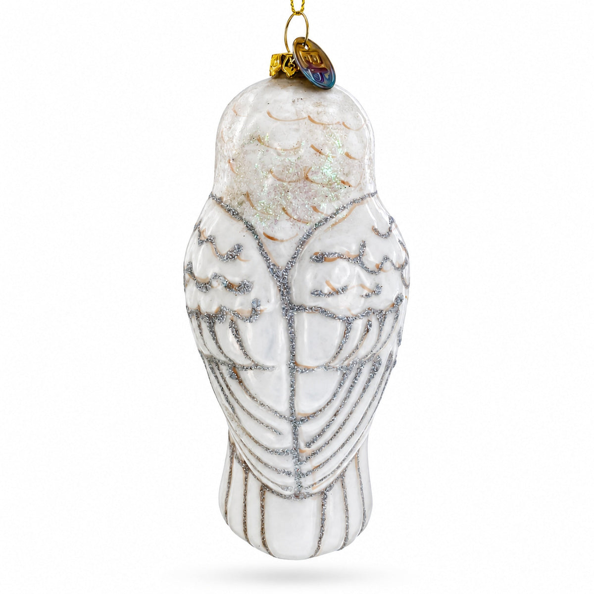 Woodland White Owl Glass Christmas Ornament
