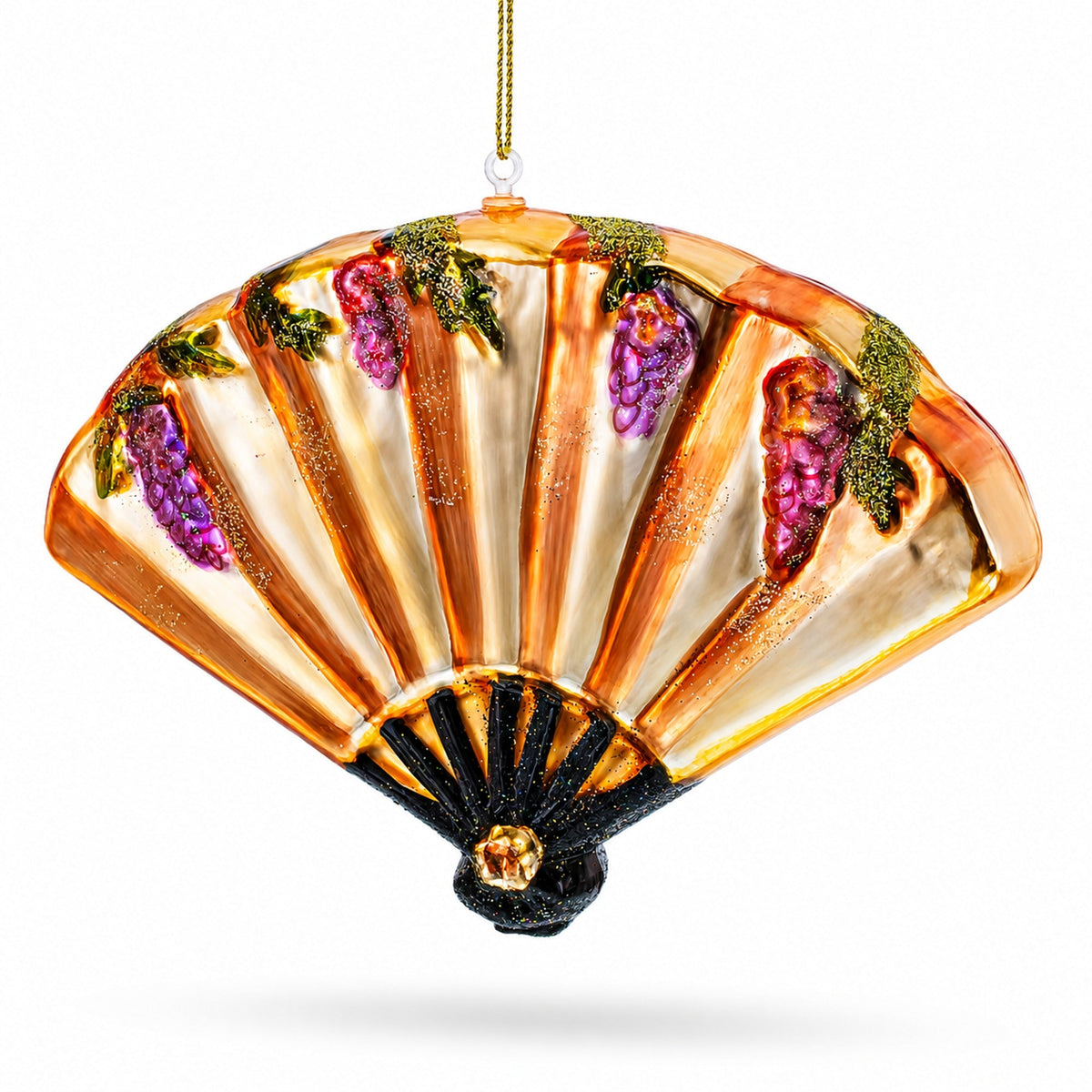 Oriental Fan Glass Christmas Ornament