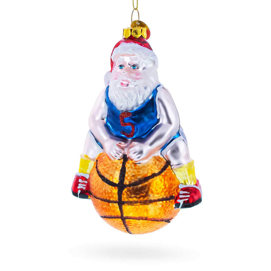 a christmas ornament with a basketball player on it