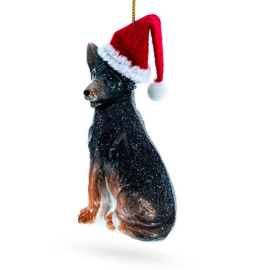 German Shepherd Puppy Glass Christmas Ornament