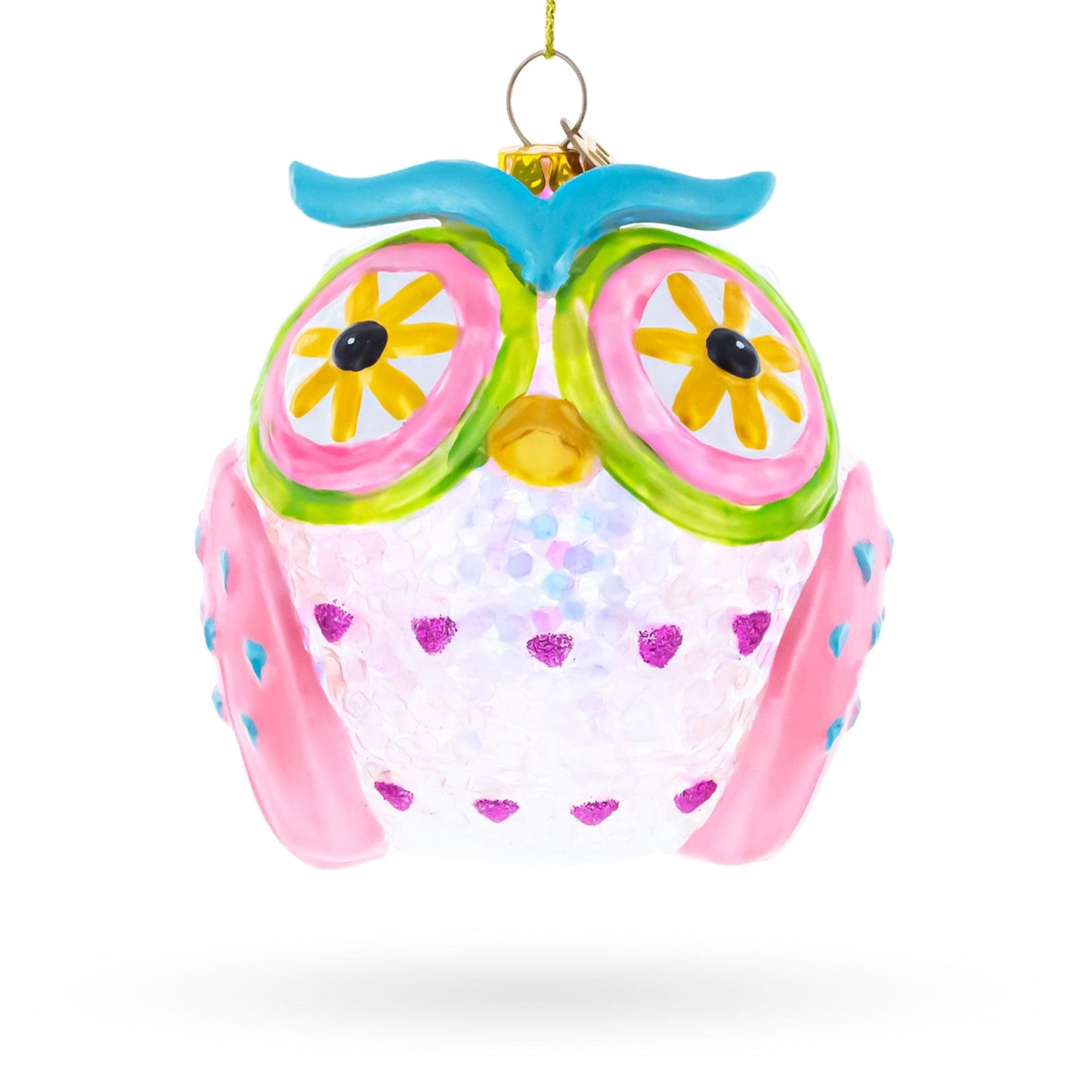 Sage Wise Owl Glass Christmas Ornament