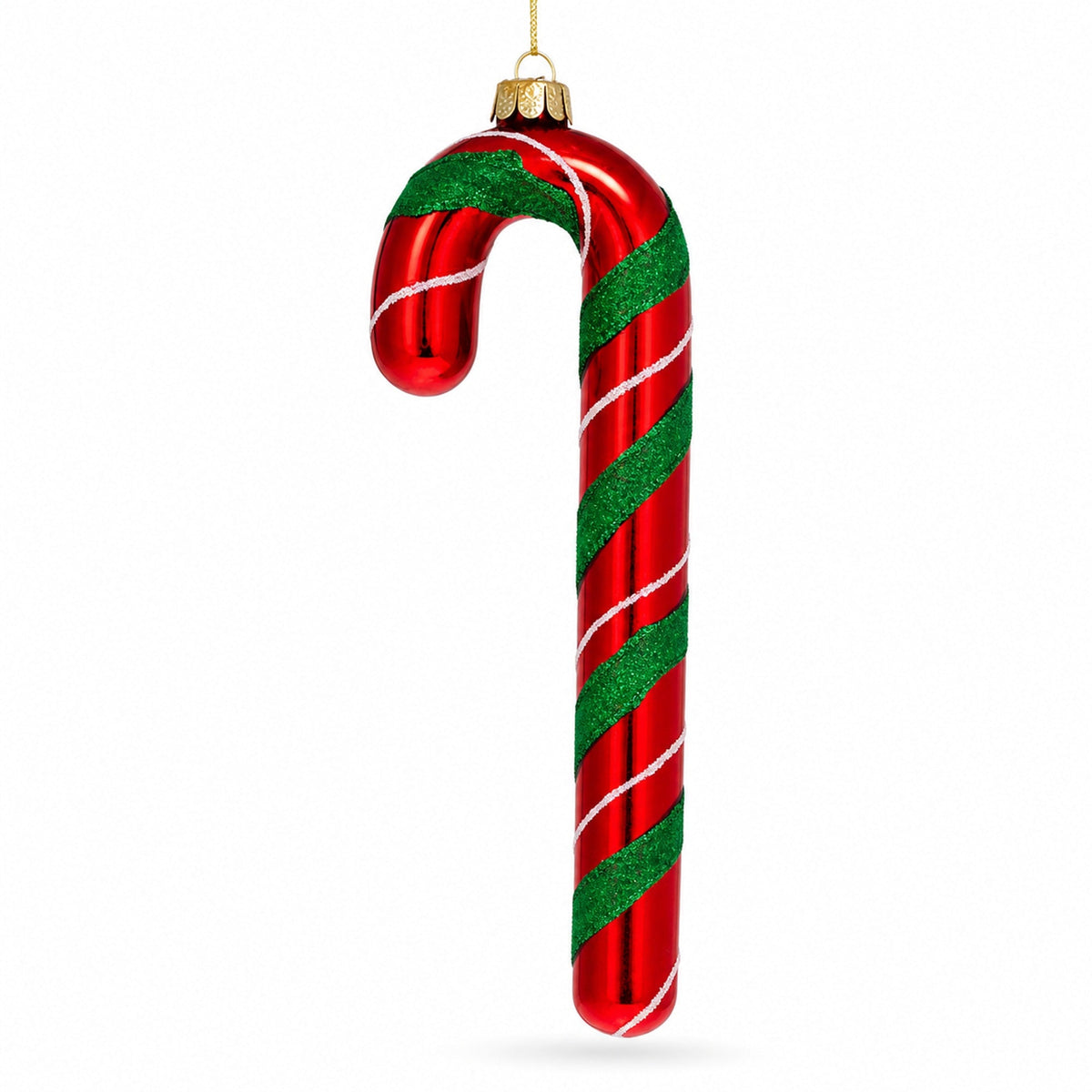 Striped Candy Cane Glass Christmas Ornament