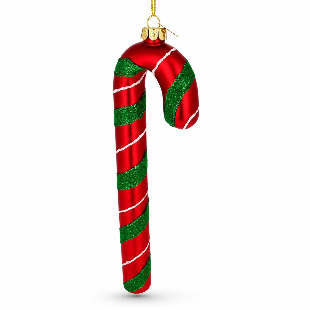 Striped Candy Cane Glass Christmas Ornament
