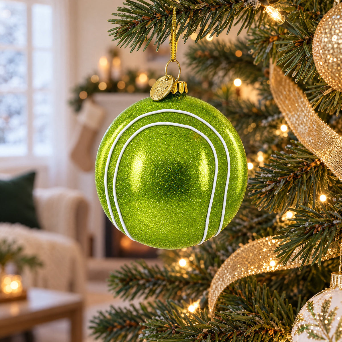 Tennis Ball Glass Christmas Ornament
