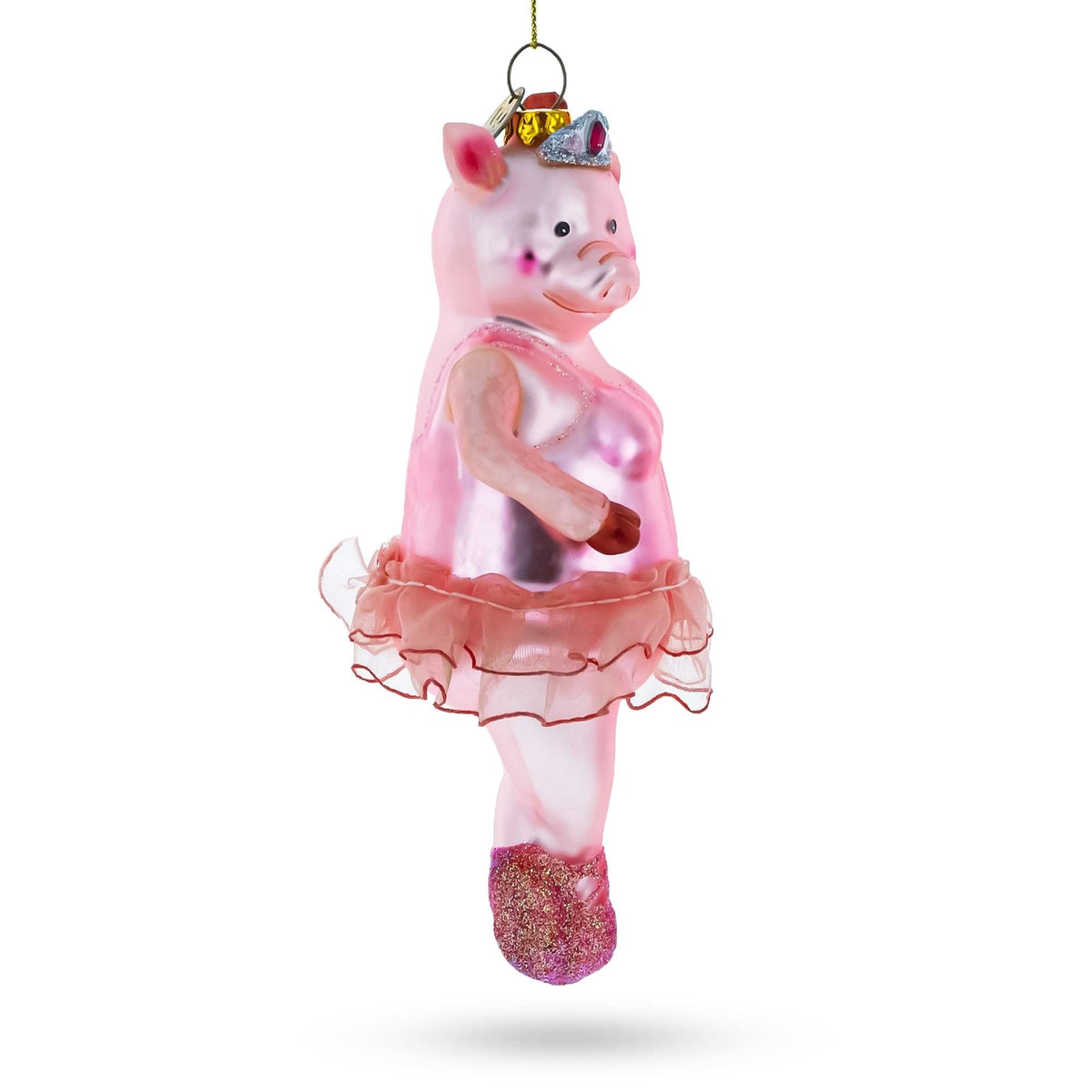 Ballerina Pig Glass Christmas Ornament