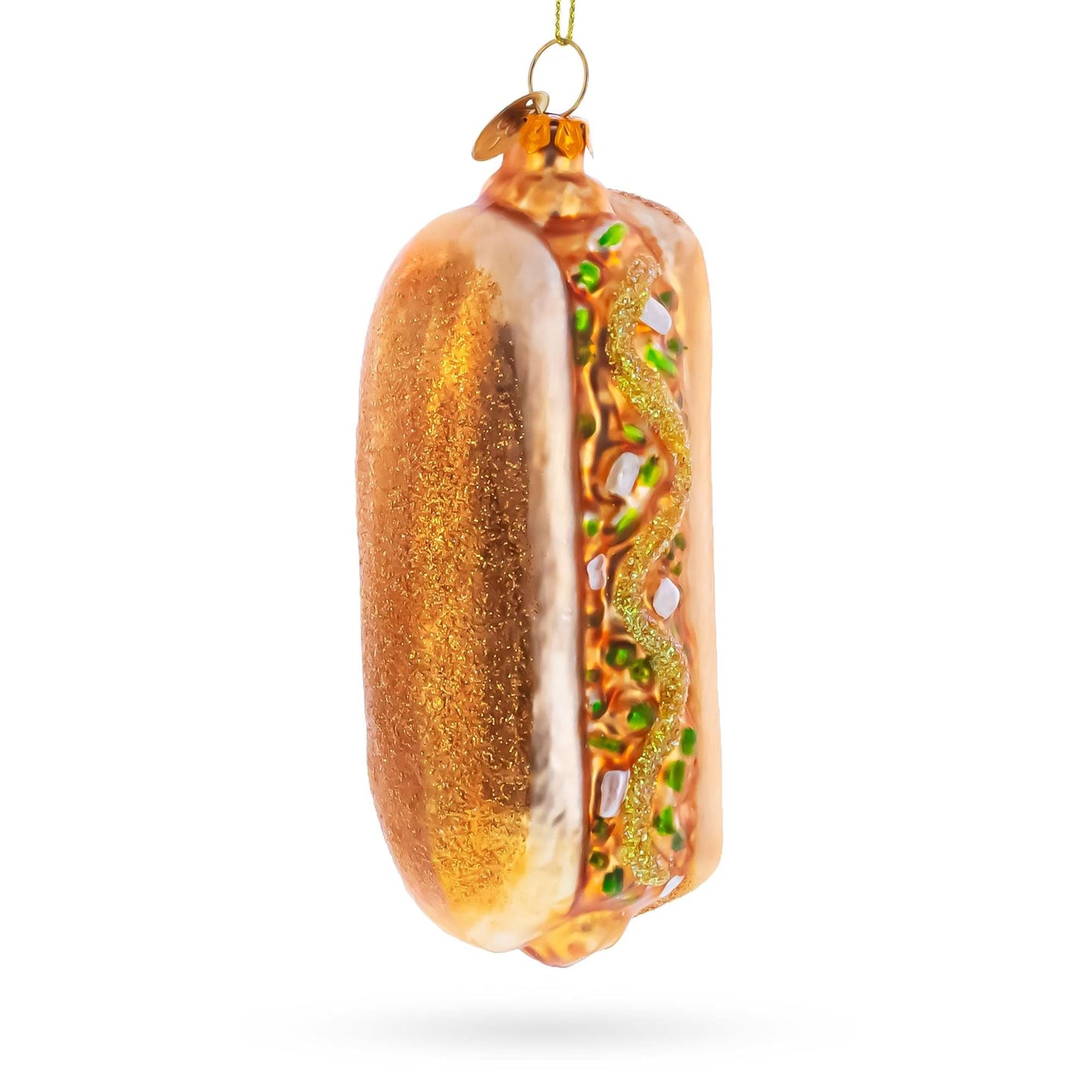 Hot Dog with Mustard Glass Christmas Ornament