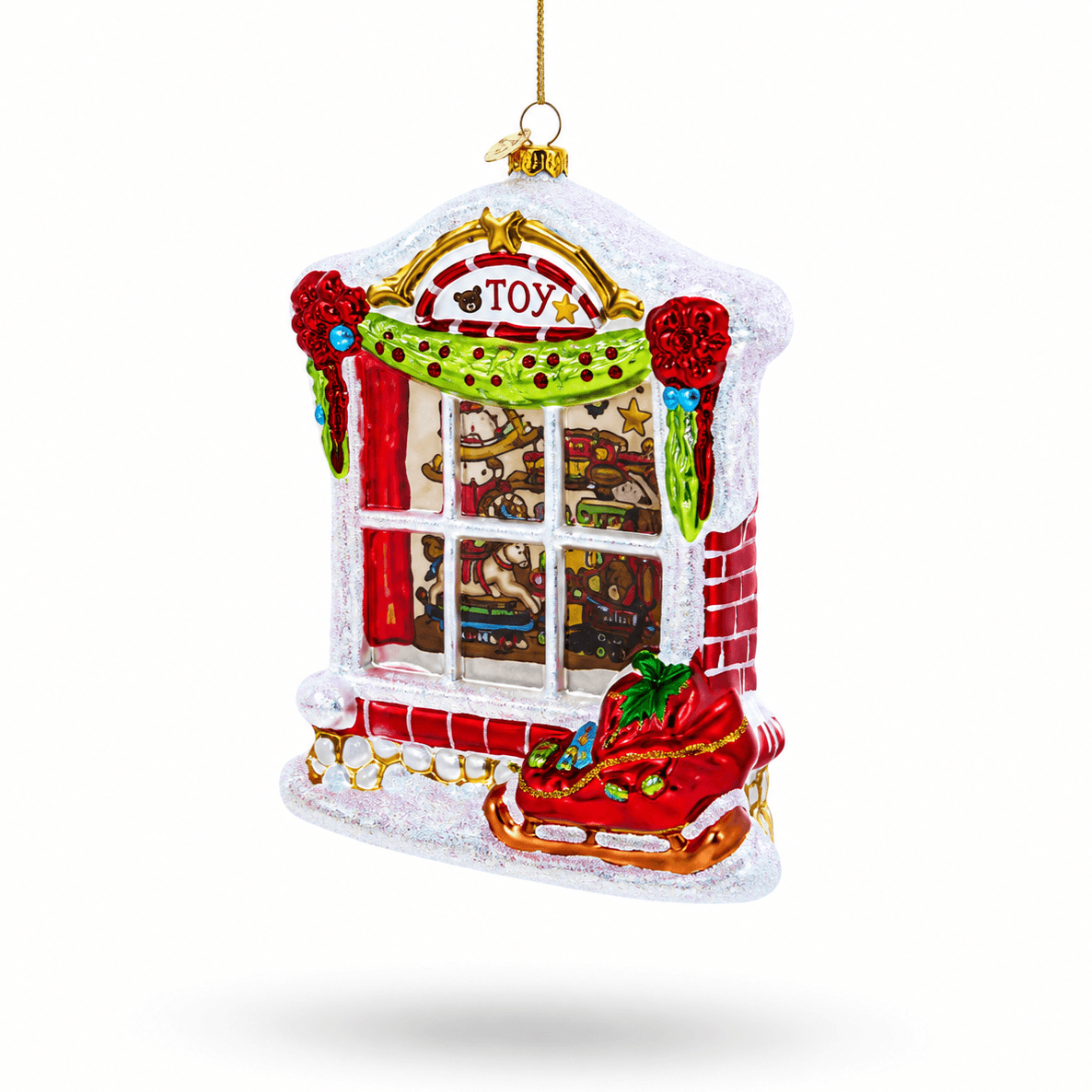 Winter Wonderland Toy House Glass Christmas Ornament