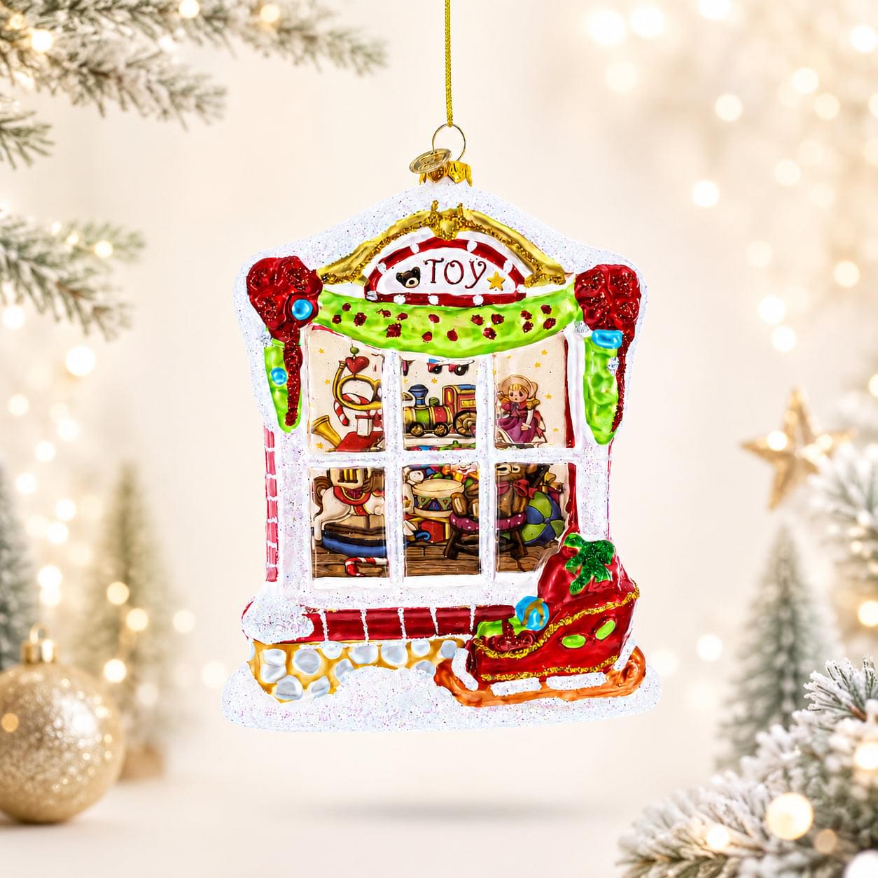 Winter Wonderland Toy House Glass Christmas Ornament
