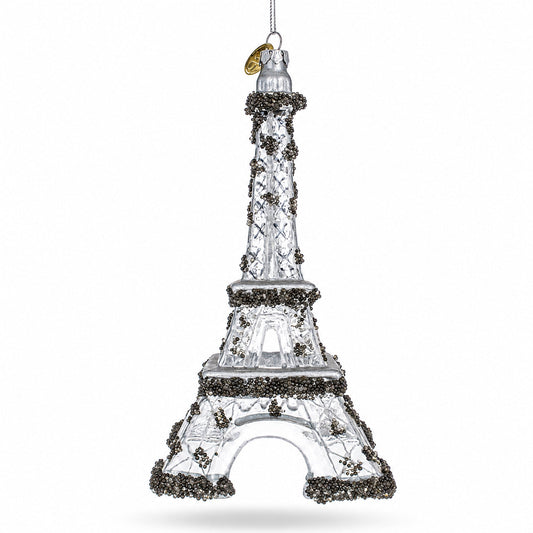 Iconic Eiffel Tower, Paris Glass Christmas Ornament