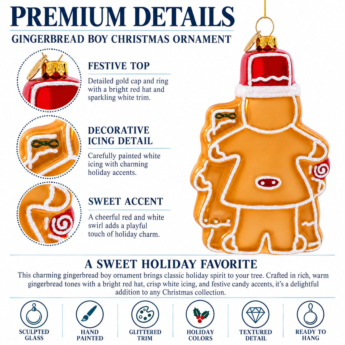 Gingerbread Family Glass Christmas Ornament