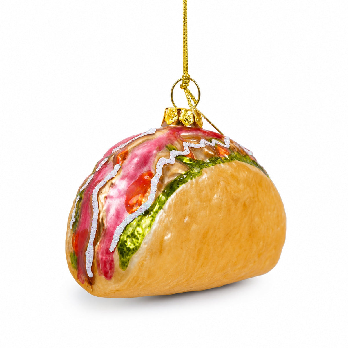Taco Shell with Toppings Glass Christmas Ornament