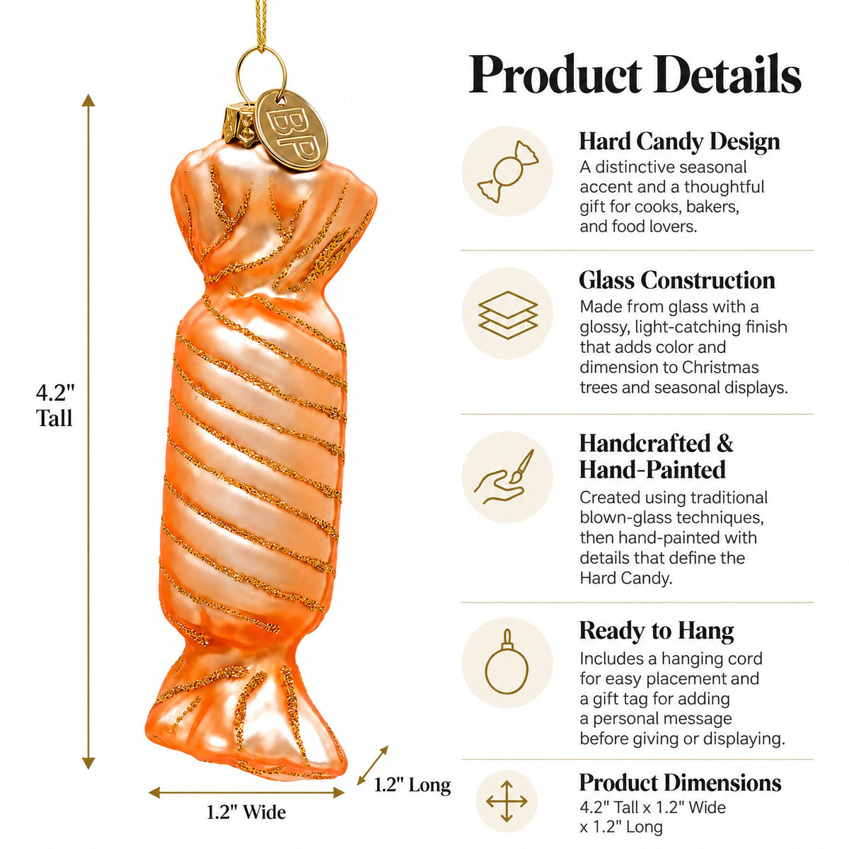 Hard Candy Glass Christmas Ornament