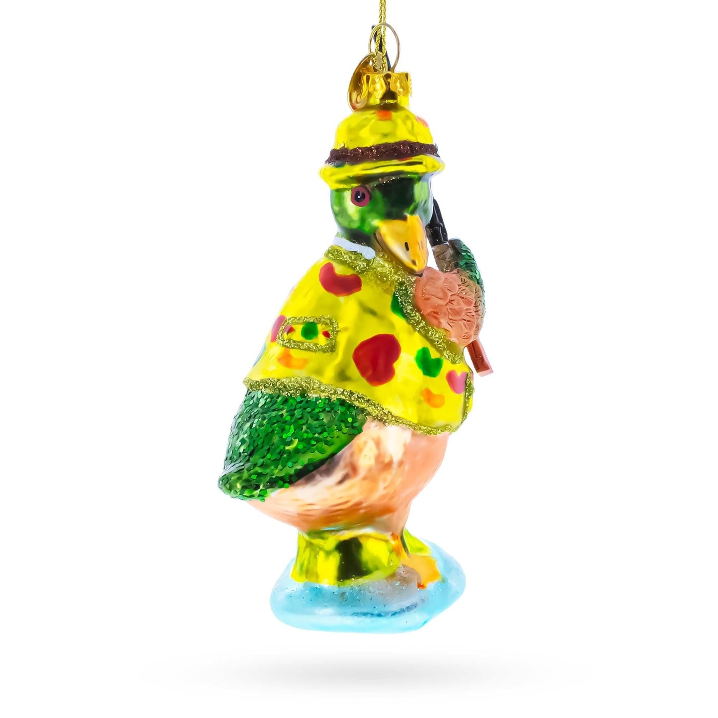 Duck the Hunter Glass Christmas Ornament