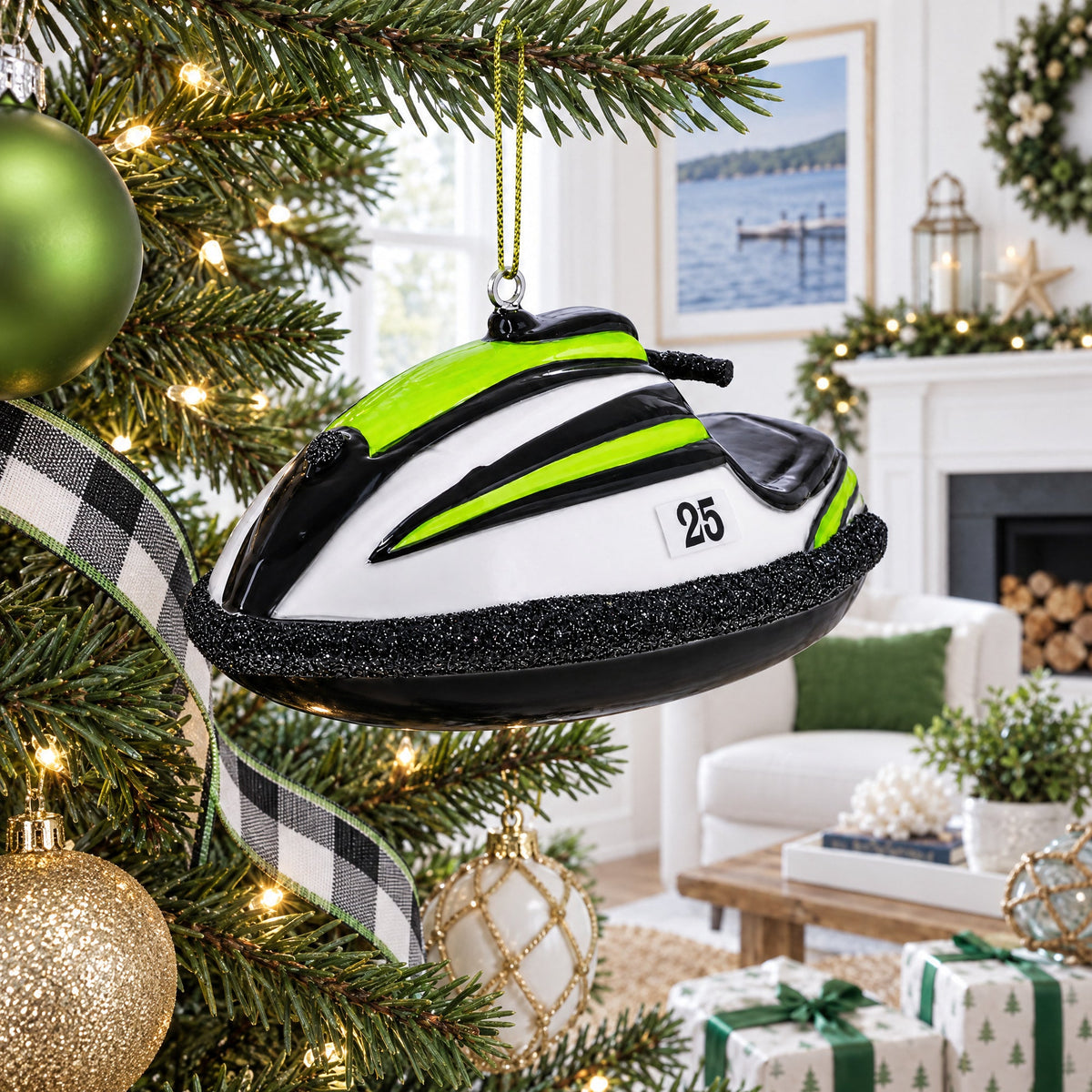 Personal Watercraft Jet Ski Glass Christmas Ornament