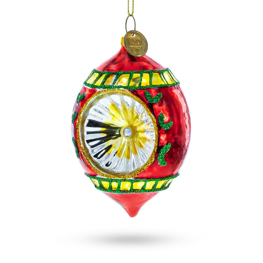 a red and gold christmas ornament