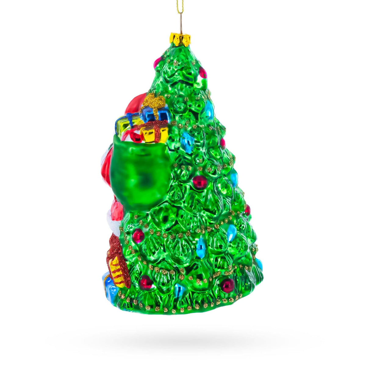 Santa’s Toyland Under the Tree Glass Christmas Ornament