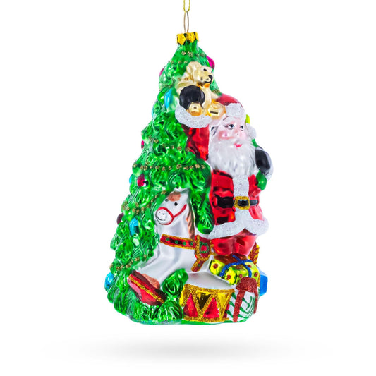 a christmas tree decoration with santa claus and horse