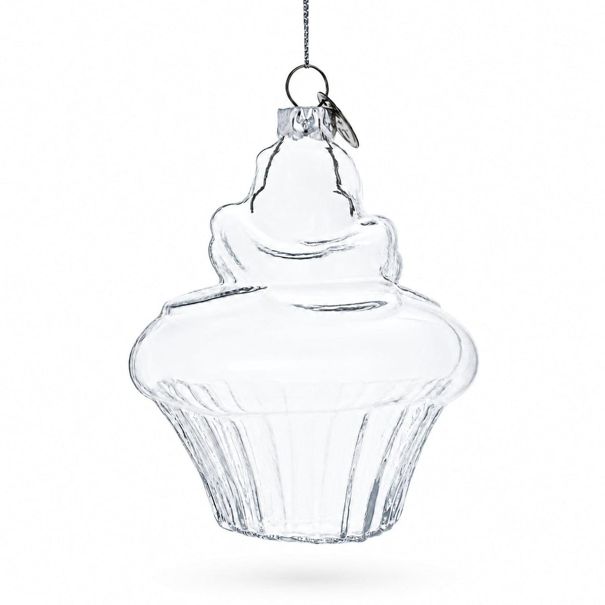 Cupcake Clear Glass Christmas Ornament