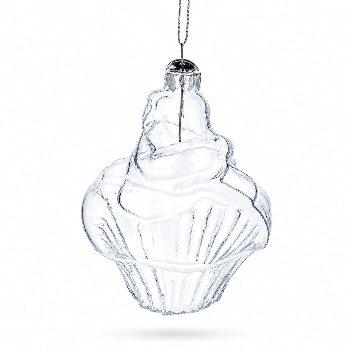 Cupcake Clear Glass Christmas Ornament