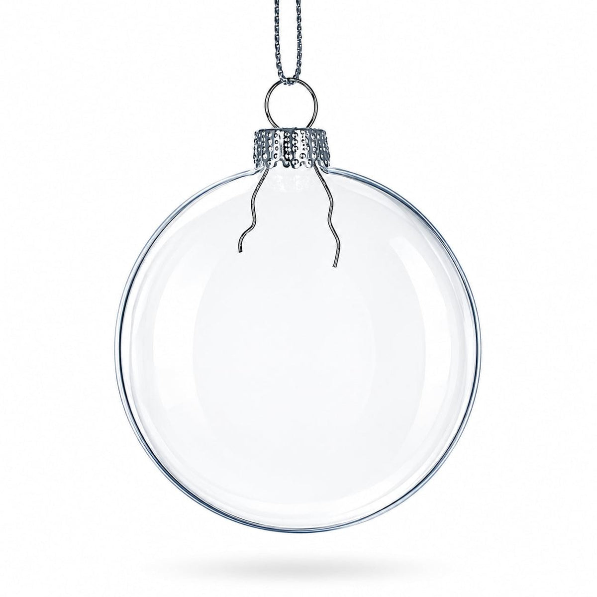 a clear glass ball from a string