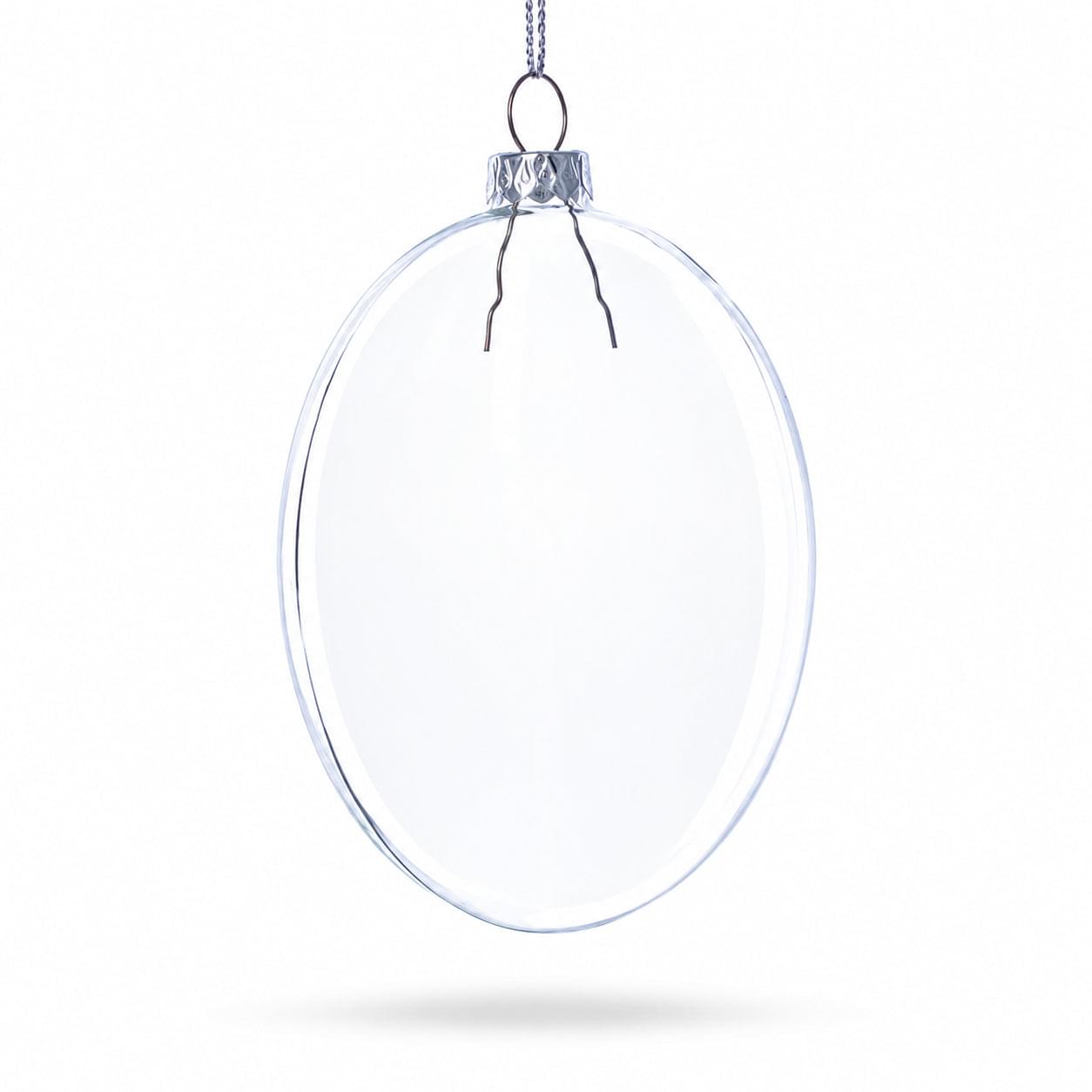 Set of 3 Clear Glass Flat Disc Medallion Christmas Ornaments