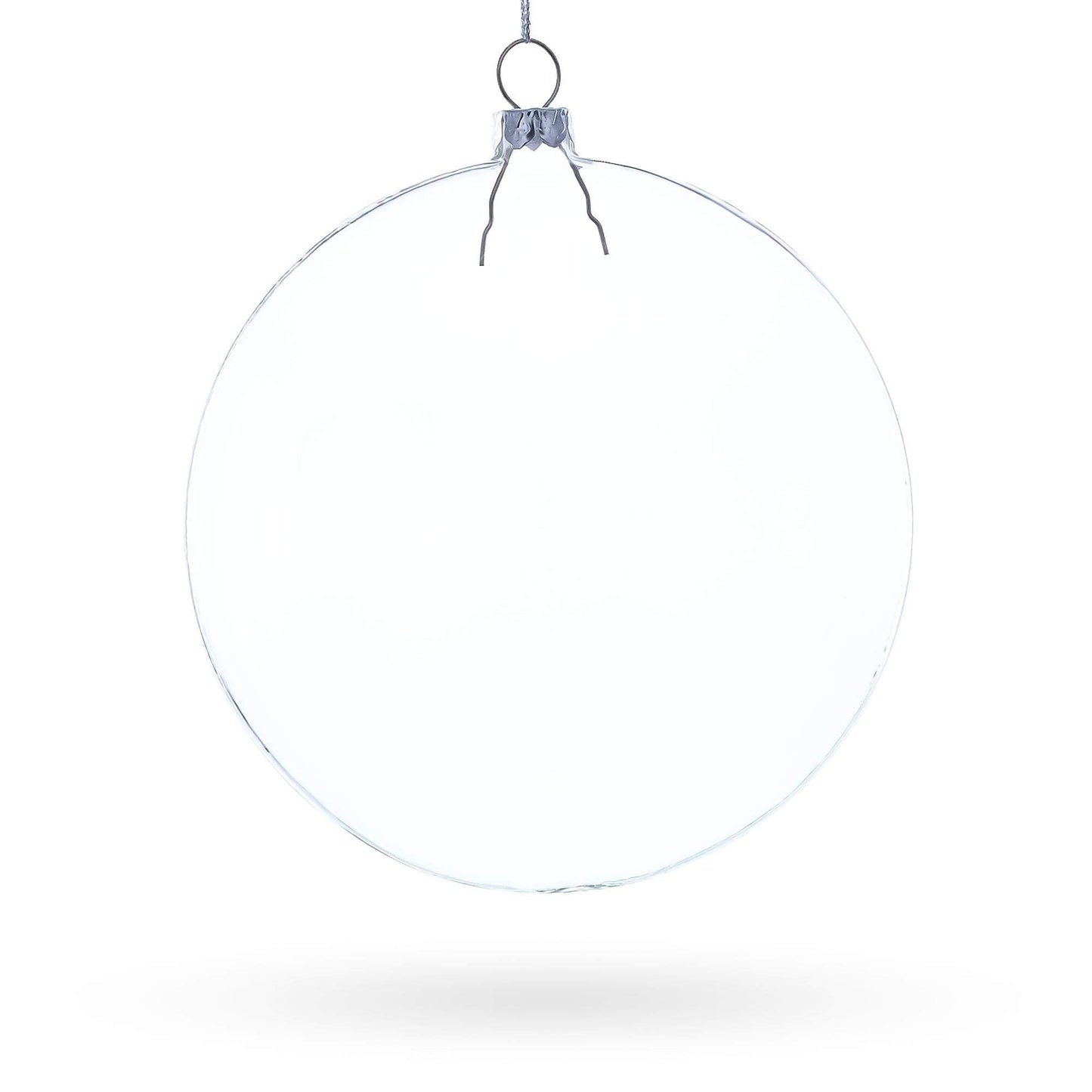 Set of 3 Flat Disc Clear Glass Christmas Ornaments 5.4 Inches