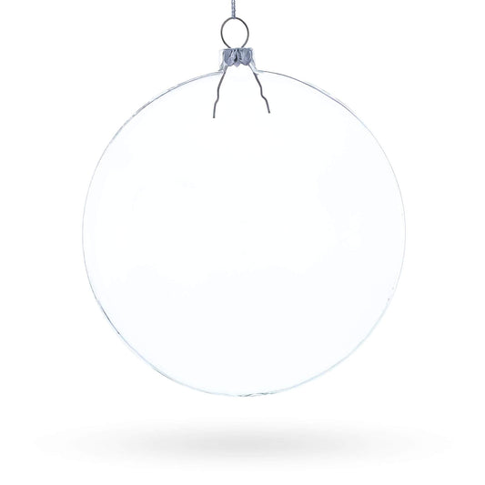 Set of 3 Flat Disc Clear Glass Christmas Ornaments 5.4 Inches