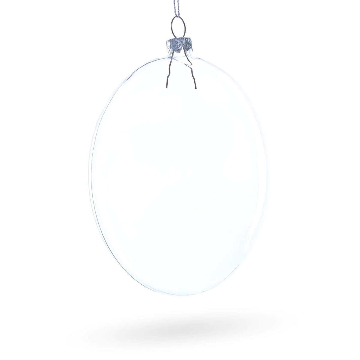 Set of 3 Flat Disc Clear Glass Christmas Ornaments 5.4 Inches